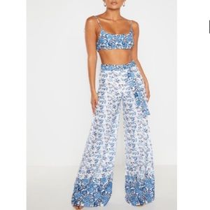 PrettyLittleThing Paisley Pant Set Sz 4 BRAND NEW